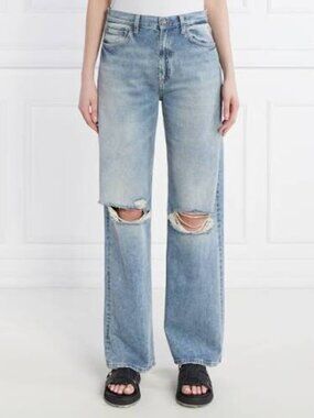 DONDUP Francine Wide Leg Destroyed Jeans MADE IN ITALY